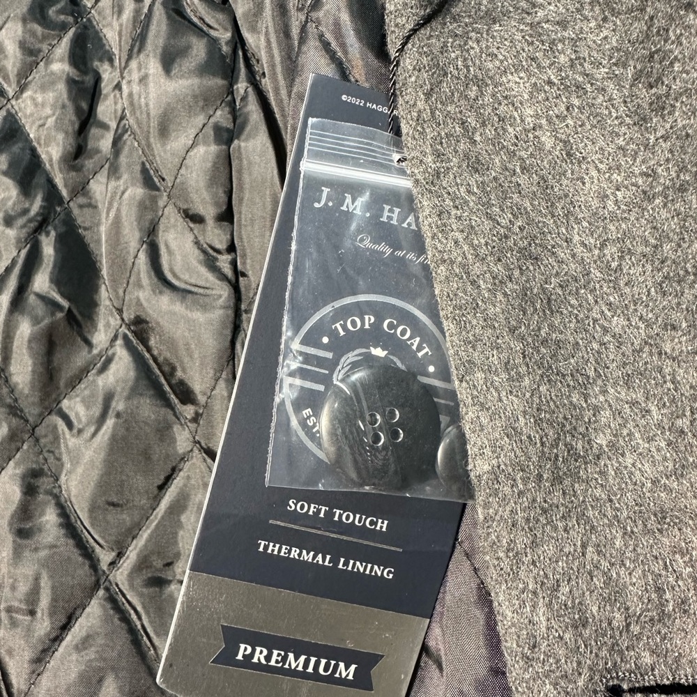 NWT Haggar Men's Mid-Length Single Breasted Brushed Twill Topcoat Size Medium - Picture 9 of 10